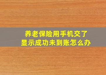 养老保险用手机交了显示成功未到账怎么办