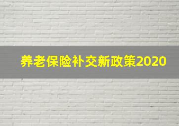 养老保险补交新政策2020