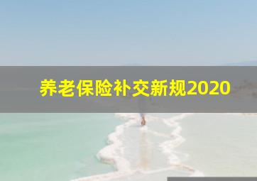 养老保险补交新规2020