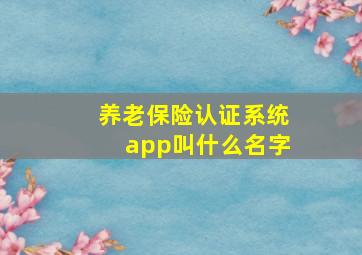 养老保险认证系统app叫什么名字