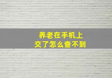 养老在手机上交了怎么查不到