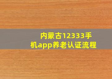 内蒙古12333手机app养老认证流程