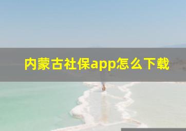 内蒙古社保app怎么下载