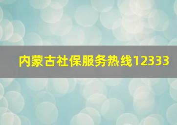 内蒙古社保服务热线12333