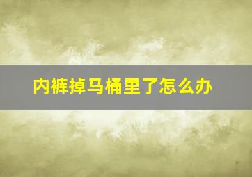 内裤掉马桶里了怎么办