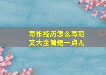 写作经历怎么写范文大全简短一点儿