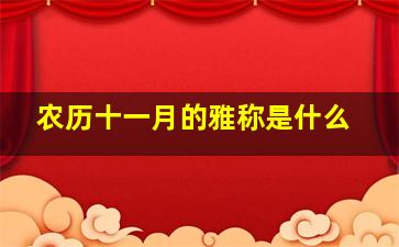 农历十一月的雅称是什么