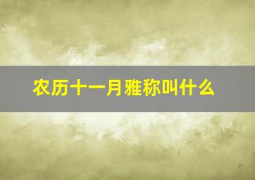 农历十一月雅称叫什么