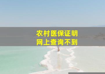 农村医保证明网上查询不到