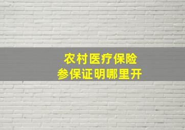 农村医疗保险参保证明哪里开