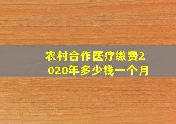 农村合作医疗缴费2020年多少钱一个月