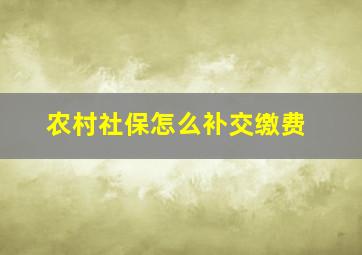 农村社保怎么补交缴费