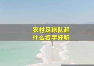 农村足球队起什么名字好听