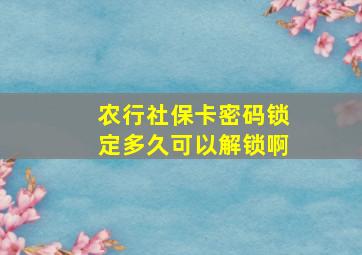 农行社保卡密码锁定多久可以解锁啊