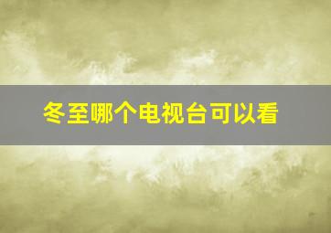 冬至哪个电视台可以看