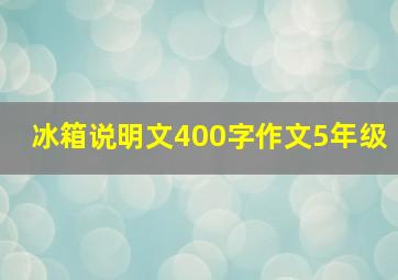 冰箱说明文400字作文5年级