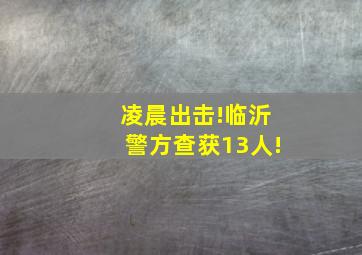 凌晨出击!临沂警方查获13人!