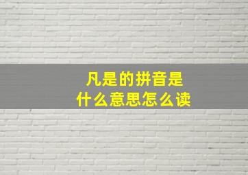 凡是的拼音是什么意思怎么读