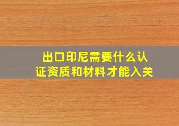 出口印尼需要什么认证资质和材料才能入关