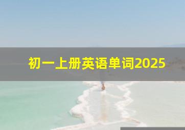 初一上册英语单词2025