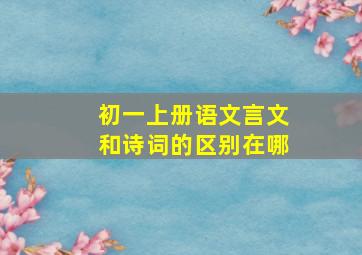 初一上册语文言文和诗词的区别在哪