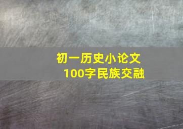 初一历史小论文100字民族交融