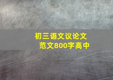 初三语文议论文范文800字高中