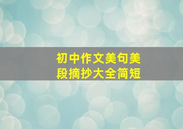 初中作文美句美段摘抄大全简短