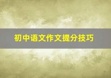 初中语文作文提分技巧