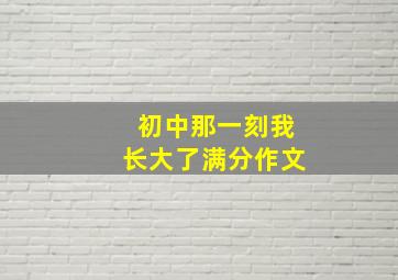 初中那一刻我长大了满分作文