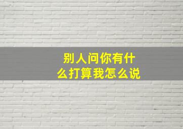 别人问你有什么打算我怎么说