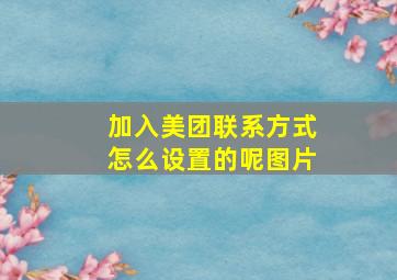 加入美团联系方式怎么设置的呢图片