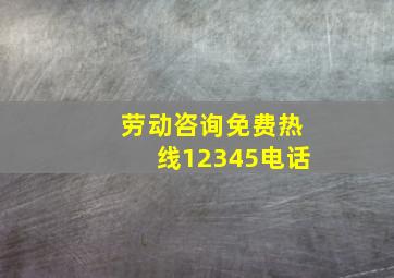 劳动咨询免费热线12345电话