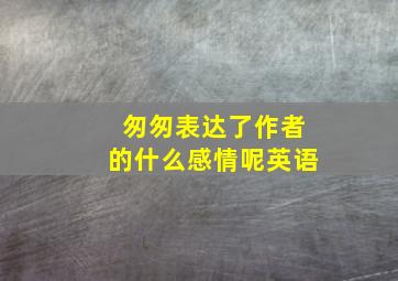 匆匆表达了作者的什么感情呢英语