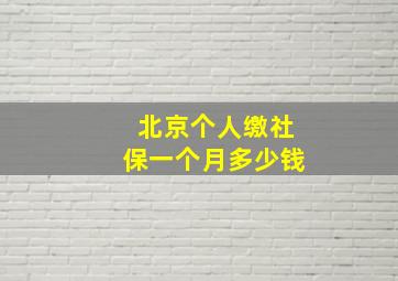 北京个人缴社保一个月多少钱