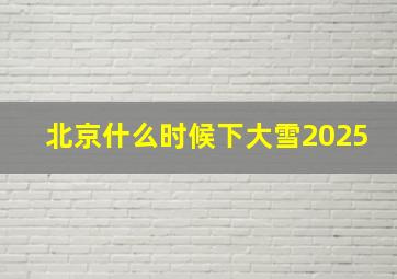 北京什么时候下大雪2025