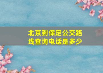 北京到保定公交路线查询电话是多少