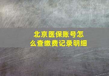 北京医保账号怎么查缴费记录明细