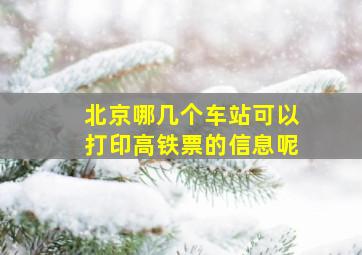 北京哪几个车站可以打印高铁票的信息呢