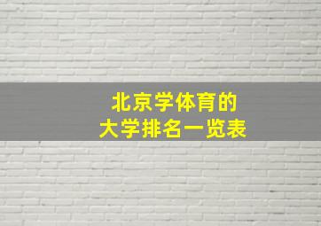 北京学体育的大学排名一览表