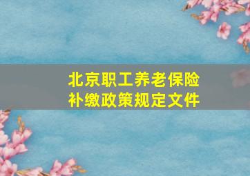 北京职工养老保险补缴政策规定文件