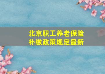 北京职工养老保险补缴政策规定最新