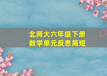 北师大六年级下册数学单元反思简短