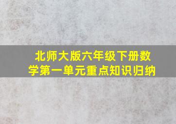 北师大版六年级下册数学第一单元重点知识归纳