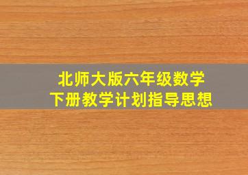 北师大版六年级数学下册教学计划指导思想