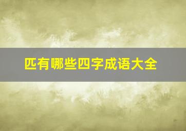 匹有哪些四字成语大全