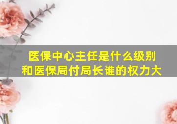 医保中心主任是什么级别和医保局付局长谁的权力大