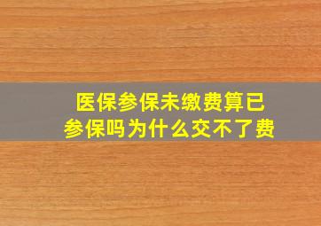 医保参保未缴费算已参保吗为什么交不了费