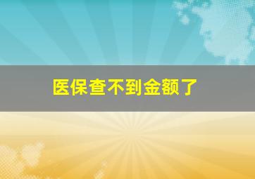 医保查不到金额了