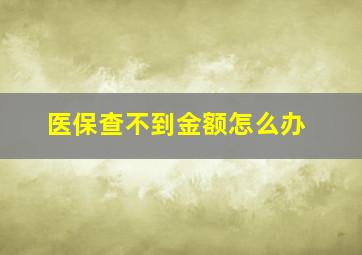 医保查不到金额怎么办